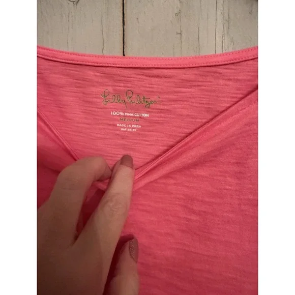 Lilly Pulitzer Somerset T-Shirt M Dress Ruffle Sleeves Passion Pink - Picture 8 of 8